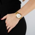 Gold toned ladies bracelet watch with mother of pearl dial Spring Summer Collection Balmain