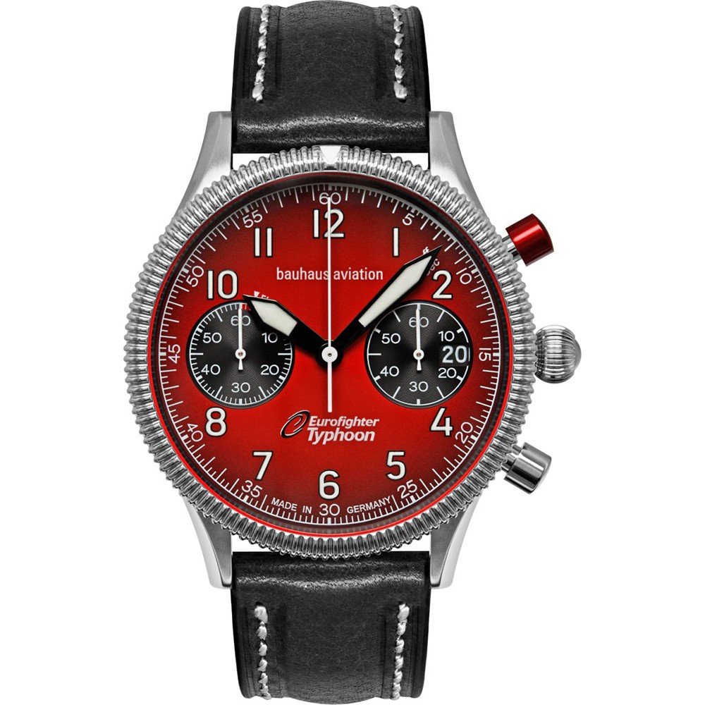 Montre Bauhaus Homme 2576-4 - Cadran Vert, Chronographe, Calendrier - Bracelet Cuir, Mouvement Quartz Japonais