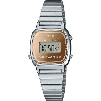 Reloj CASIO LA670WEM-7EF, para señora o niña, resistente al agua, alarma,  crono, luz led, pulsera de acero ajustable.