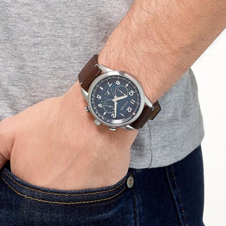 Chronograph with brown leather strap Spring Summer Collection Citizen