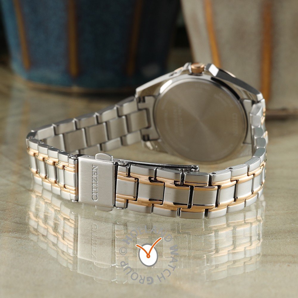 CITIZEN Analoog dameshorloge op zonne-energie met roestvrij stalen armband EW2484-82B, Meerkleurig, armband