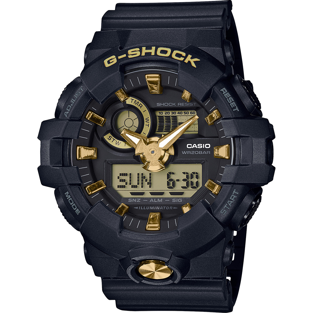 G-Shock Classic Style GA-710B-1A9ER Black and Gold Horloge