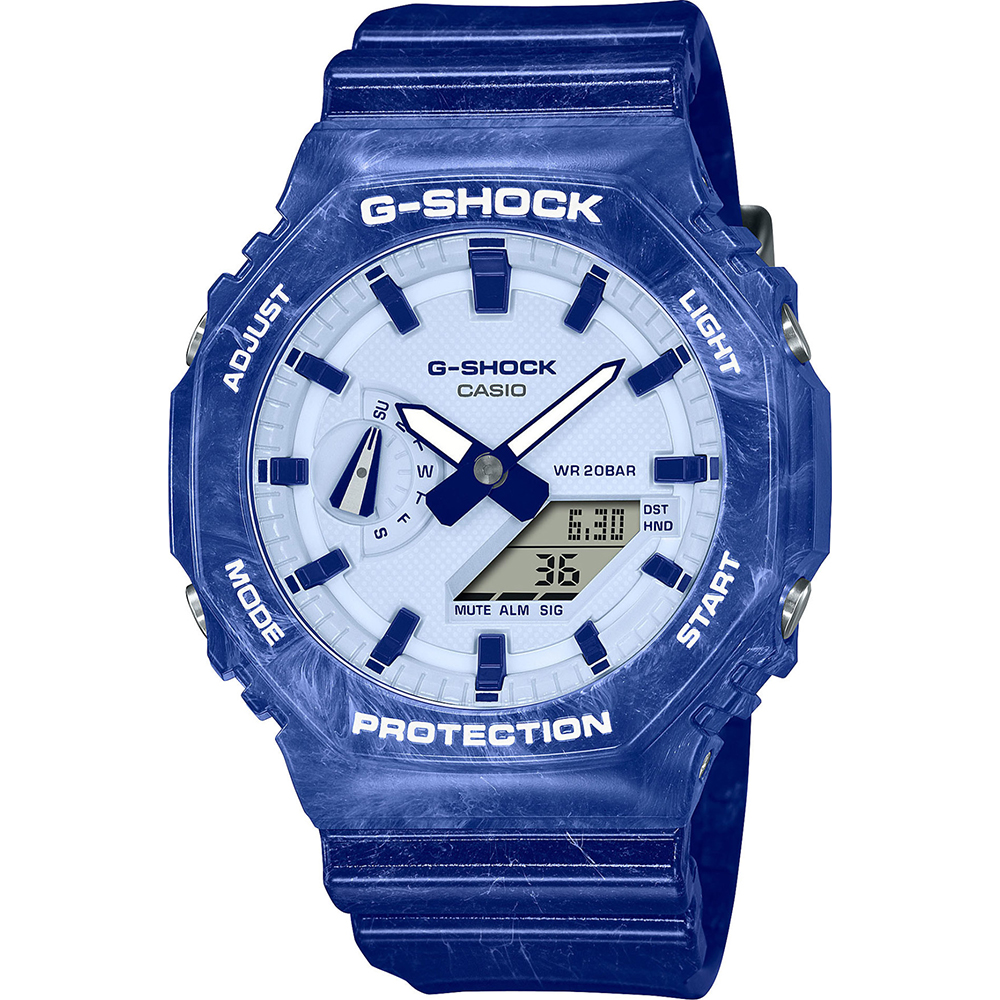 G-Shock Classic Style GA-2100BWP-2AER Carbon Core Guard - Blue & White Pottery Watch