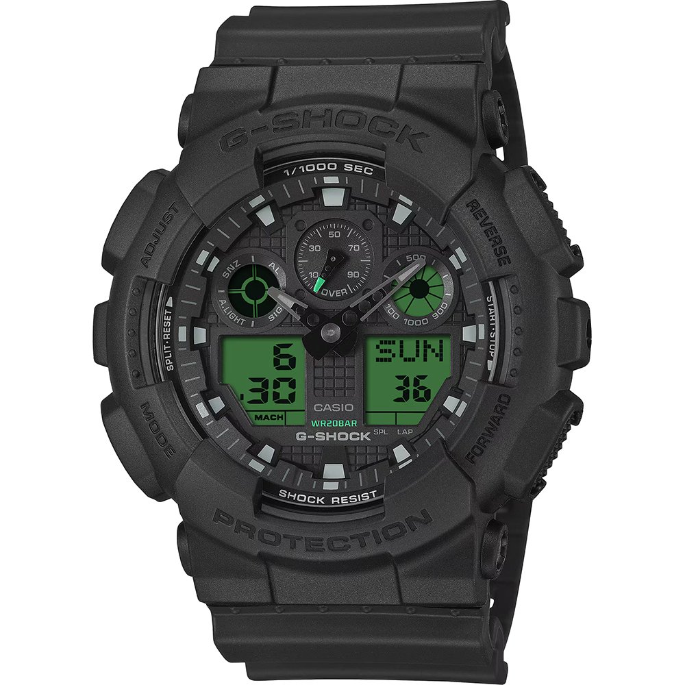 G-SHOCK GSG-100 ブラック/グリーン g-shock-ga-100beg-1aer-ga-100-
