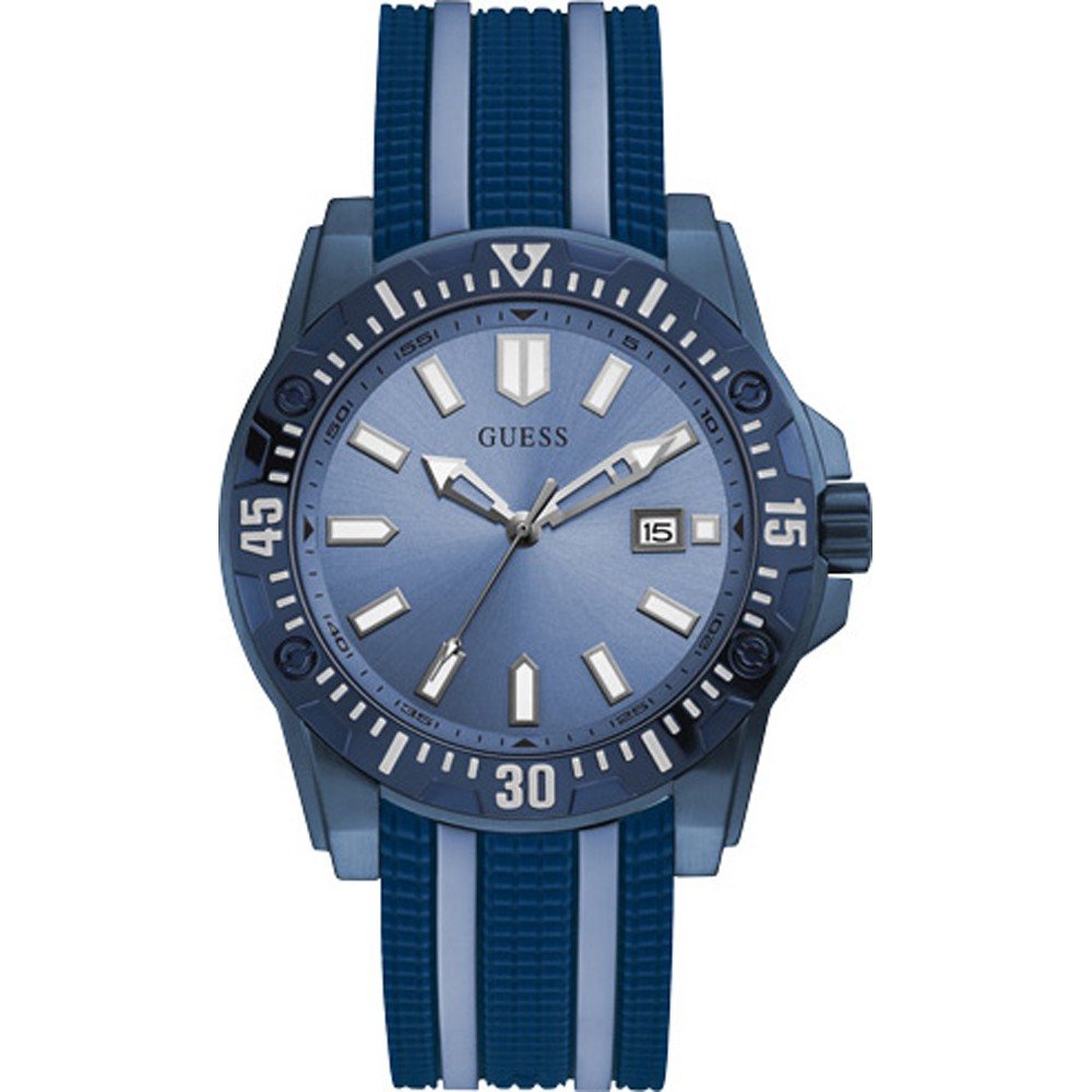 Guess Skipper GW0055G1 – Orologio Uomo Quarzo 46mm – Cassa Oro Rosa E Cinturino Silicone Blu/Bianco