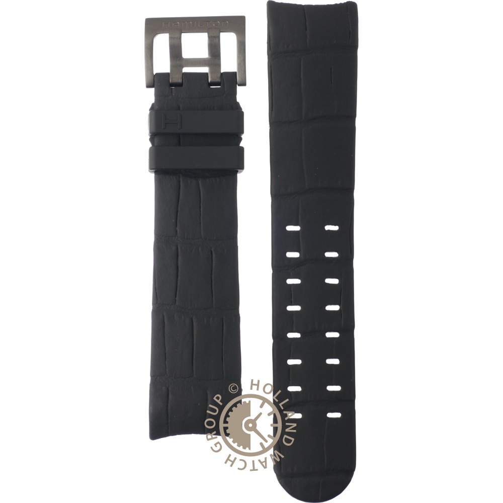Bracelet Cuir Noir Hamilton 22 Mm - Référence H600326100 - Neuf Sans étiquette