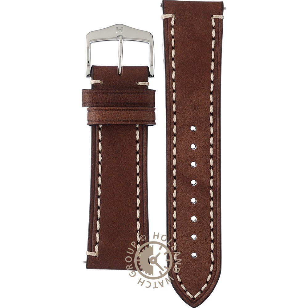 Hirsch Liberty Uhrenarmband – Braunes Sattelleder, 20 Mm Breite, Vegetabil Gegerbt, Saunagetestet, Für Herren