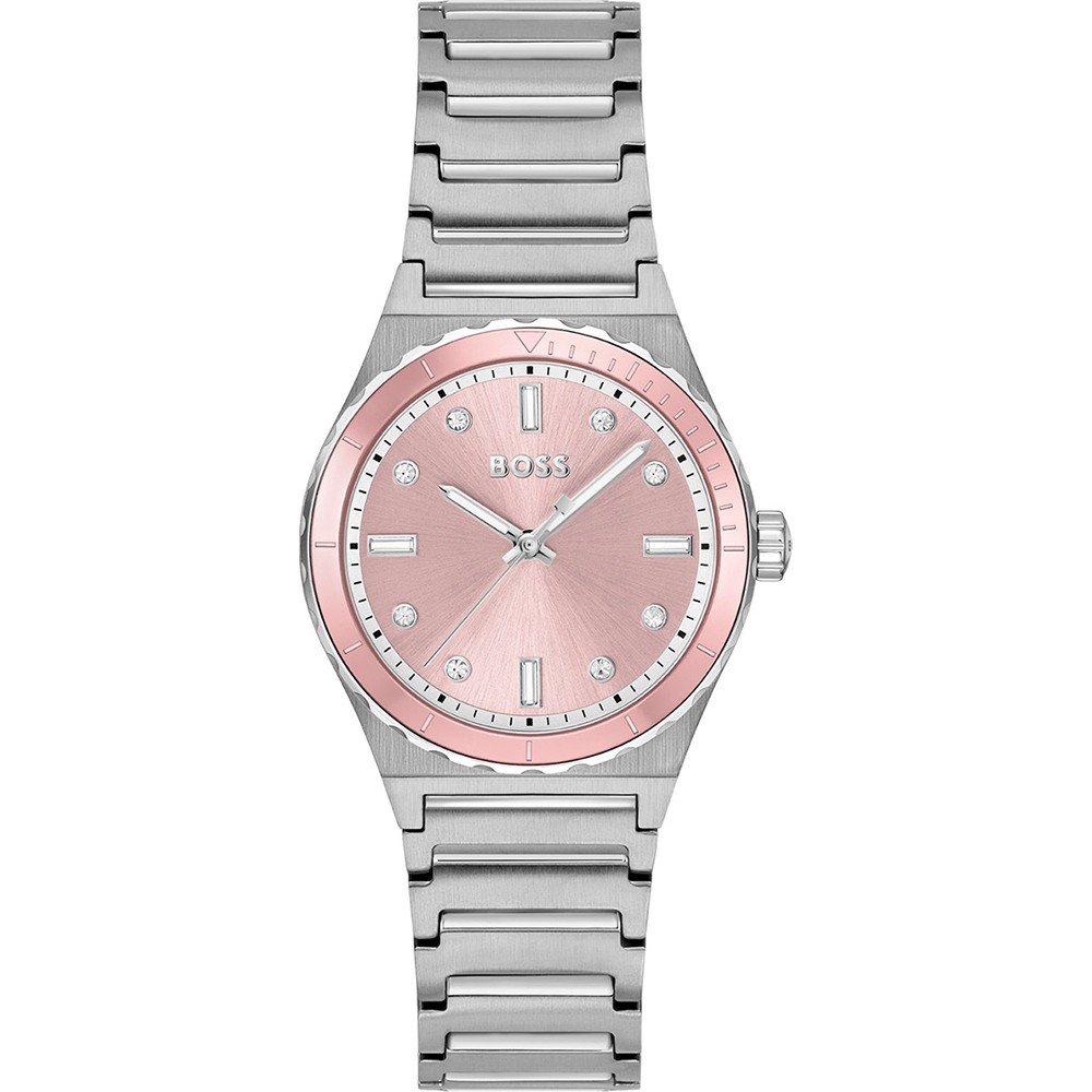 NWT HUGO Hugo Boss 1540074 Women’s Pink Leather Quartz Watch Silver Tone HUGO by Hugo Boss Women main image 3