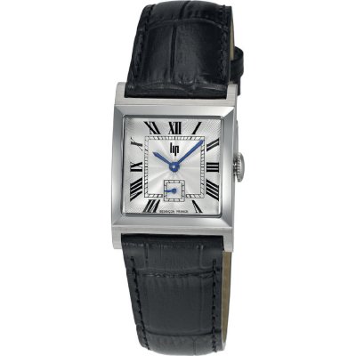Orologio LIP Churchill T24 - Quadrante Soleil Argento, Cassa Rettangolare In Acciaio 24mm, Cinturino In Pelle Marrone. Eleganza Francese Con Piccoli Secondi.