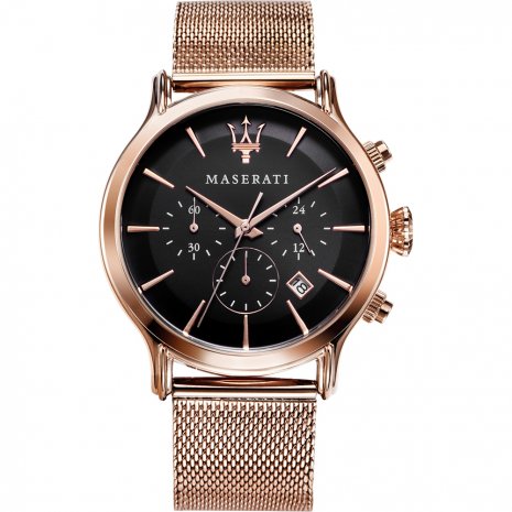 Maserati EPOCA Orologio Uomo Cronografo – Acciaio Con PVD Oro Rosa, Quadrante Blu, Cinturino In Pelle, R8871618013
