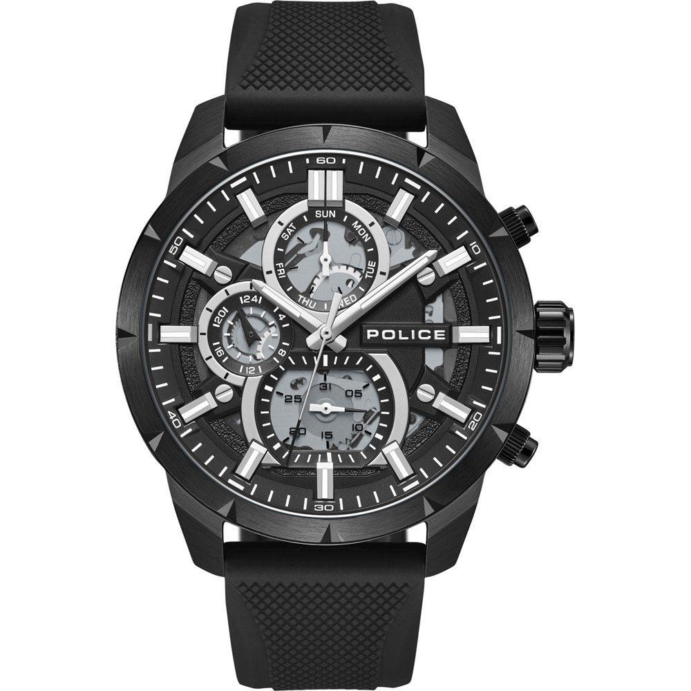 Police Watches Black Metal Police Men Quartz Chronograph Watch