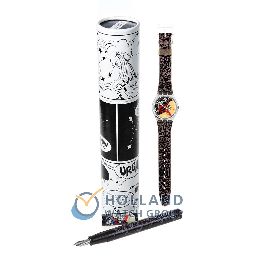 Swatch Packaging Specials GK235PACK Comic Hour Tube With Pen (Jungle Tangle) Watch