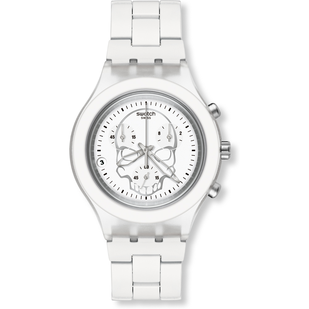 Swatch Chrono SVCW4000AG Full-Blooded White Skull Watch