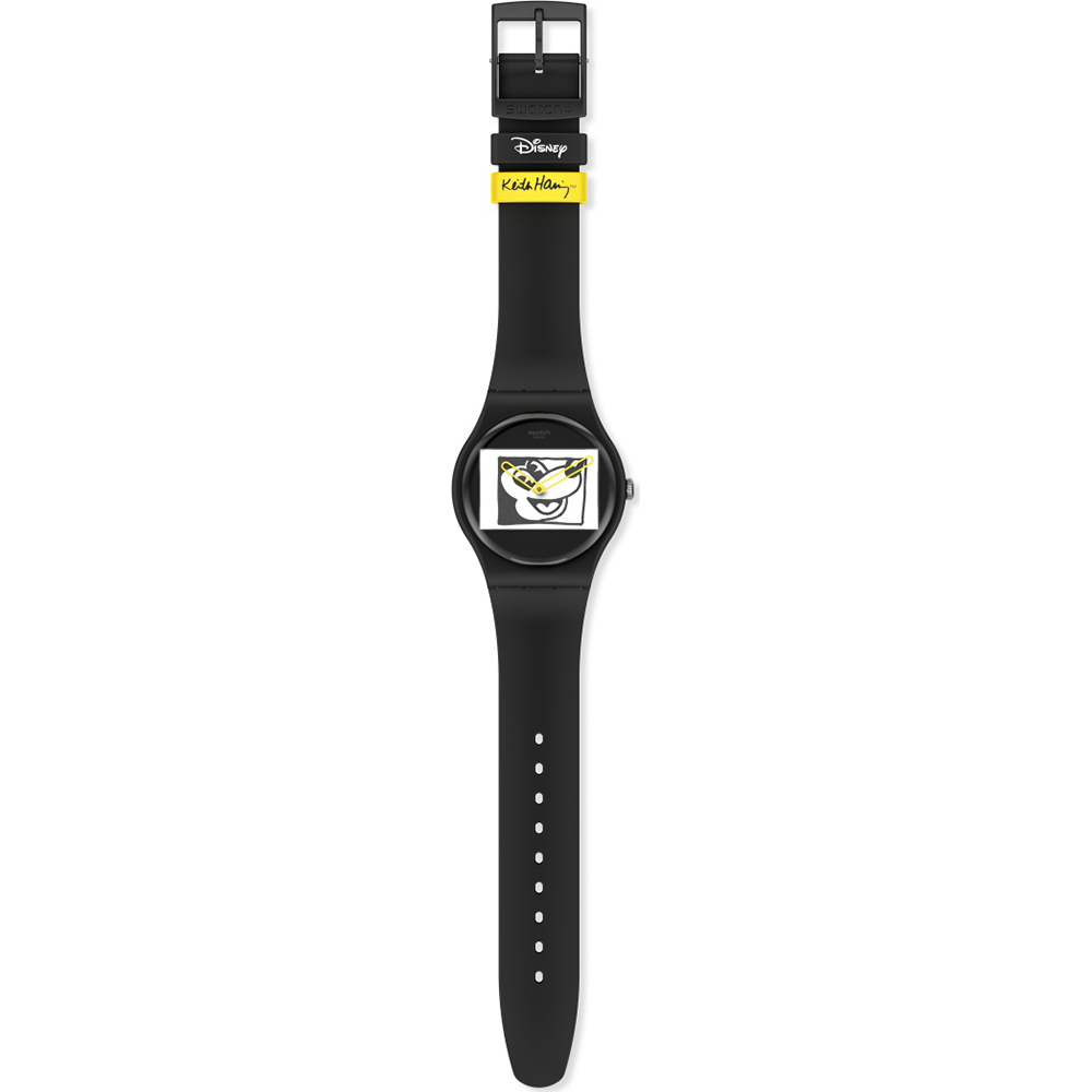 Swatch SUOZ337 watch - Mickey blanc sur noir