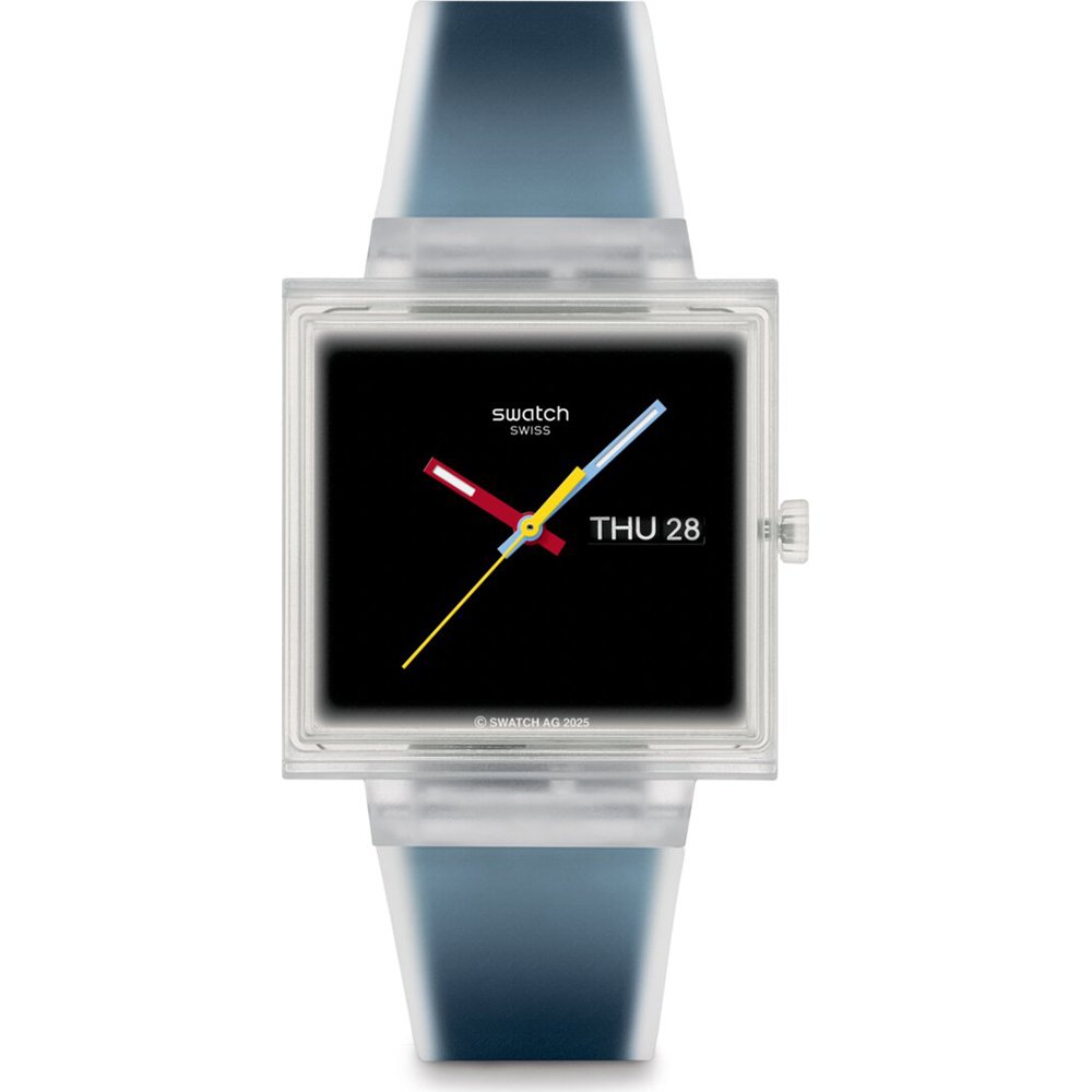 Watch Swatch Woman クリア 時計 irony 動作確認済み Swatch What If - Square SO38K700 What If Jelly see thru black
