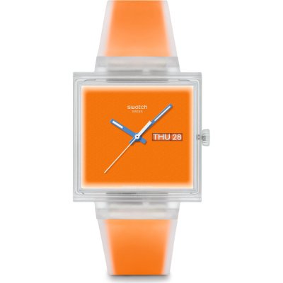 Swatch What If - Square SO38K704 What If... Jelly see thru orange? 時計