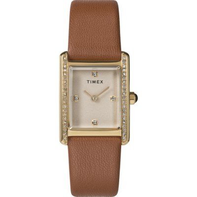 Timex Cavatina Orologio Da Donna Al Quarzo – Cassa Ovale 19mm, Cinturino In Pelle Nera Con Effetto Coccodrillo, Quadrante Bianco Con Numeri Romani