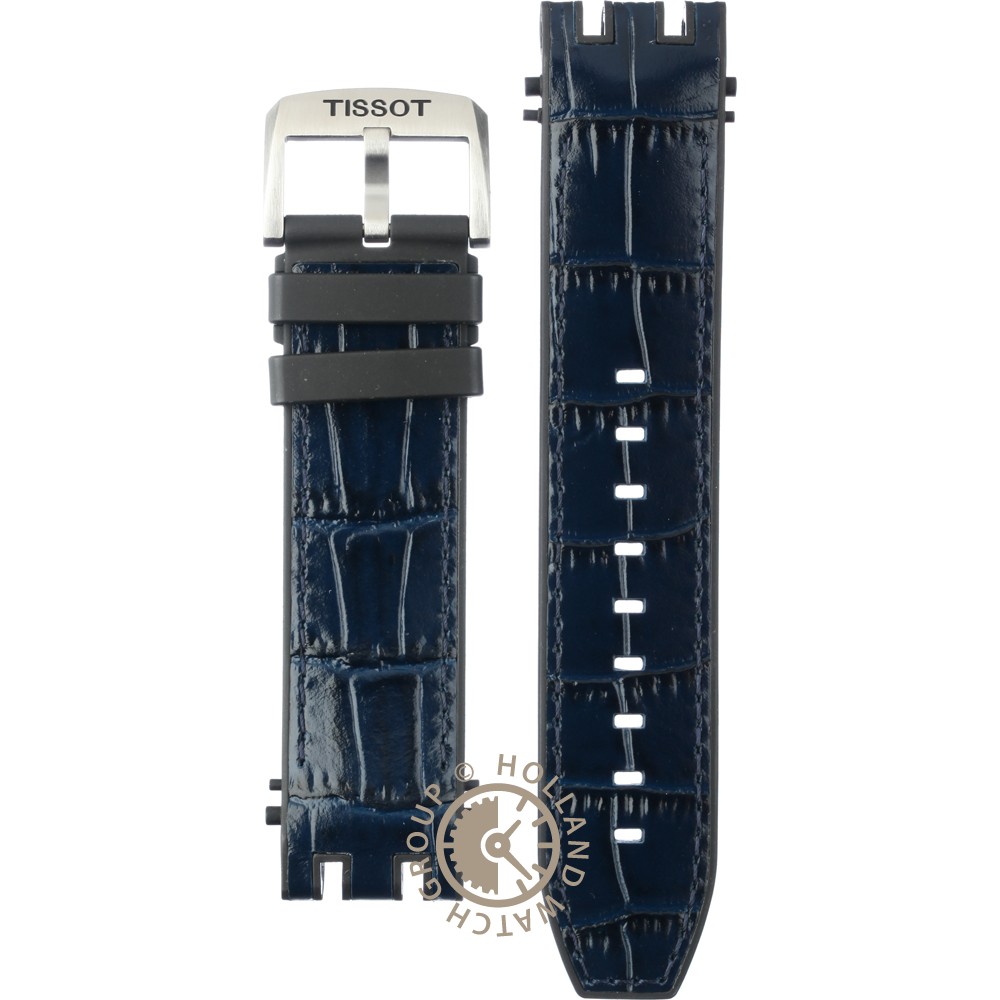 Cinturino In Silicone Per Tissot T-Race – Nero/Blu, 21mm, Chiusura Pieghevole