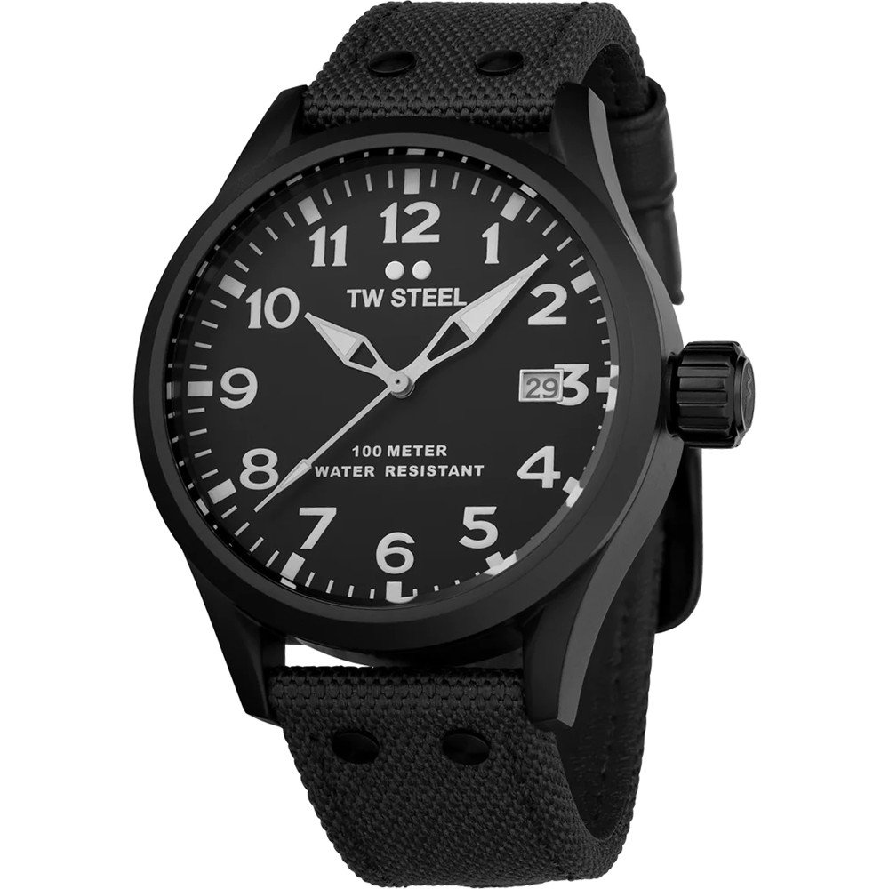 TW Steel Cronografo Volante Svizzero (48 Mm) Quadrante Blu Sunray / Cinturino In SVS201 - First Class Watches™ A